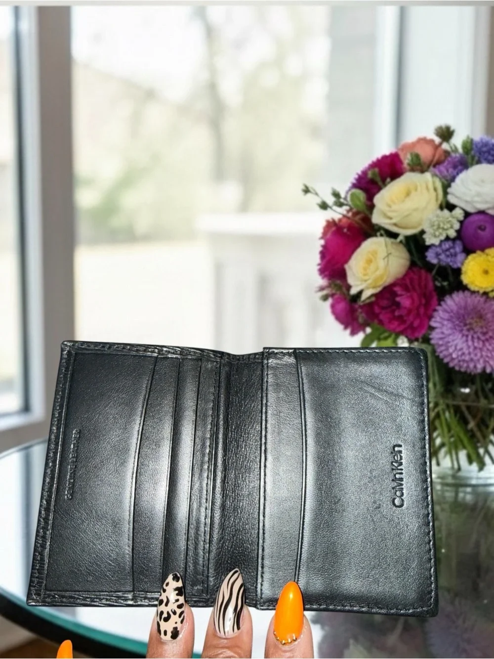 Calvin Klein Men's Black Textured Genuine Leather Bifold Wallet